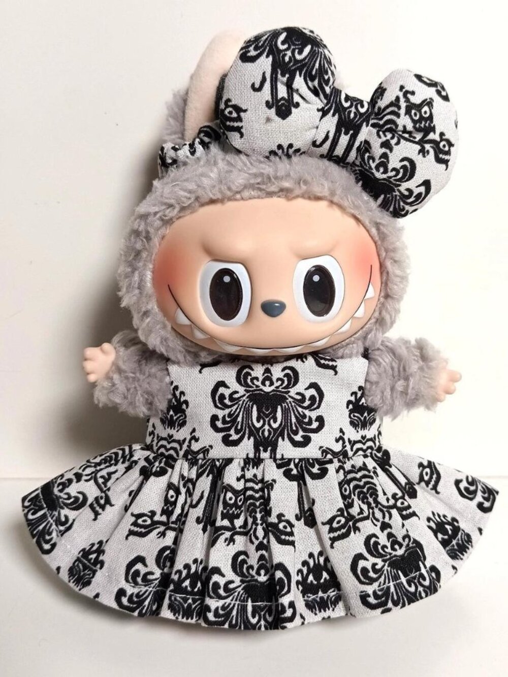 Custom Disney Haunted Mansion Wallpaper Print Dress and Bow Made to fit Labubu